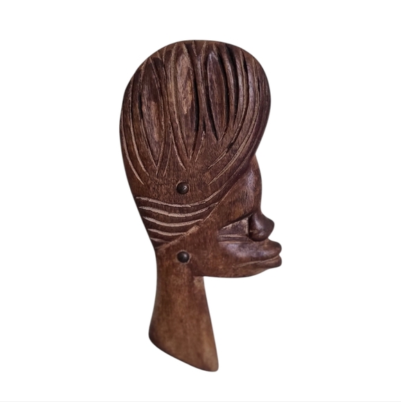 None Other - African Wall Art Hand-Carved Face Tribal Wood Handmade